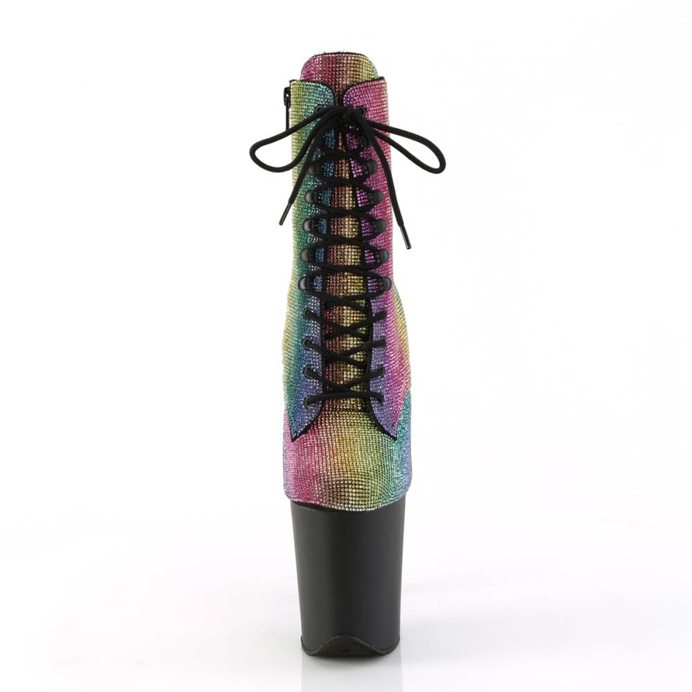 Pleaser - FLAMINGO-1020RS Plateau Laarzen, Paaldans schoenen - Regenboog/Zwart